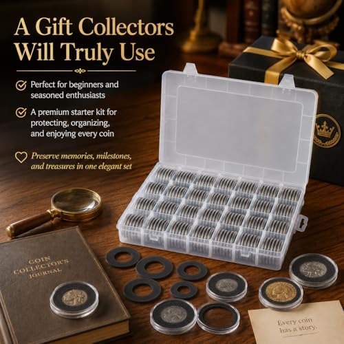 FULLCASE Coin Capsules for Collectors, 168-Piece Storage Case,Fits 20-46mm