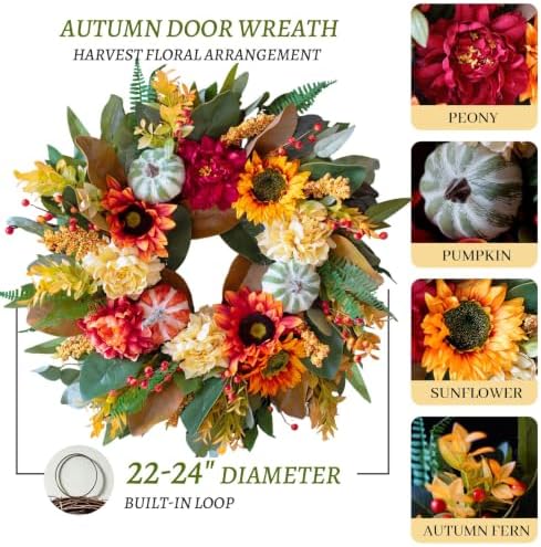 harvest fall wreaths for front door outside 24, side view