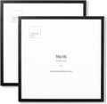 Opposite Wall - 16x16 in - Black Solid Oak Wood Picture Frame - Lightweight, Versatile & Shatterproof - Wall Hanging Poster or Photo Frame - Wall Decor for Office, Gallery & Home - 2 Pack