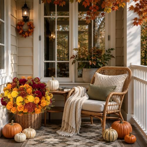 axylex artificial mums for outdoors, 12 bundles fake, close-up detail