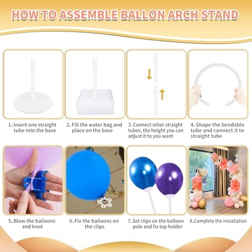 bazen 2pk 8.2ft & 6ft balloon arch stand on a desk or shelf