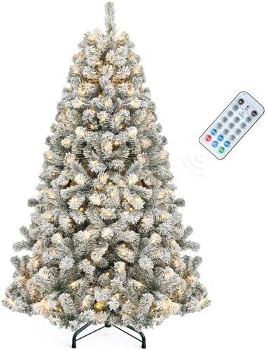 yitahome prelit snow flocked artificial full christmas tree, view 9