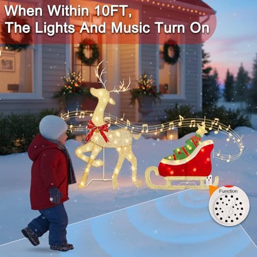 eambrite christmas decorations outdoor, 42 inch christmas reindeer, close-up detail