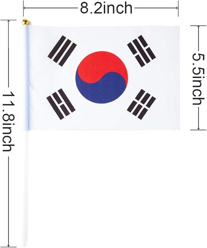 South Korea Flag South Korean Flag, Small Mini Handheld South Korea Flags on Stick, Ideal for Party Parades Sports Events Patriotic Festival Decorations