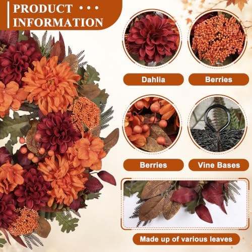 artgar fall wreaths for front door - 24 shown in use
