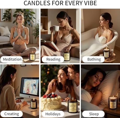 Lemon Scented Candles, 7oz Soy Wax Candle, Long Lasting Aromatherapy Jar Candle for Home, Scented Long Burning Candle Gift for Women and Men