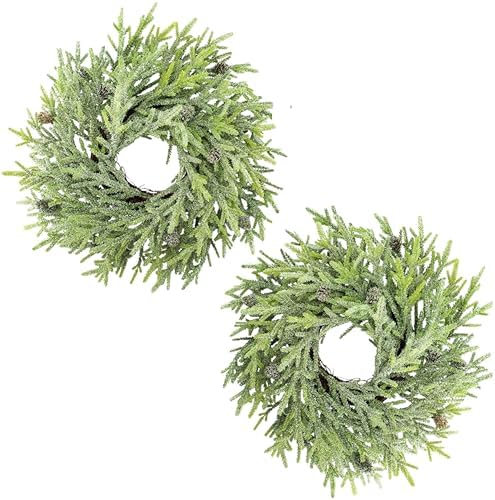 auldhome design artificial christmas wreaths (2-pack, 14-inch); evergreen, main product view