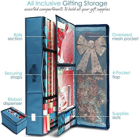 hearth & harbor wrapping paper storage container shown in use