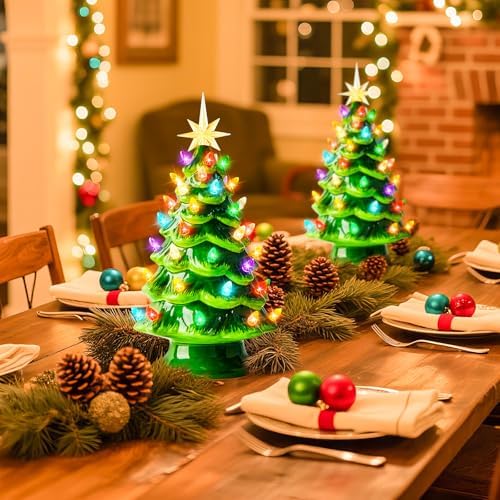 13 inch ceramic christmas tree, tabletop christmas tree on a desk or shelf