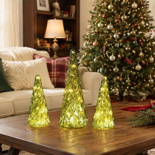 christmas decorations indoor, yeahome set of 3 pre-lit, package contents