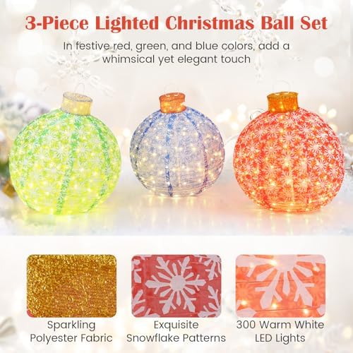 tangkula 3 pieces christmas lighted pop up holiday showing dimensions