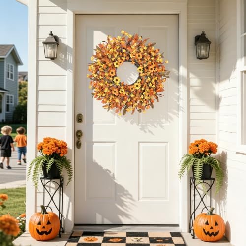 ghrdopy 24 inch fall wreath front door, artificial, view 9