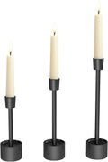 YUMORE 3.9lbs Heavy-Duty Solid Non-Tipping Taper Candle Holders, 3 Packs | Stands for Church, Wedding Centerpieces, Dining Table, Mantel Decor, Fireplace Party, Modern Farmhouse(Black)