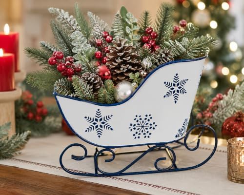 christmas sleigh metal ornament small candy storage gift, side view