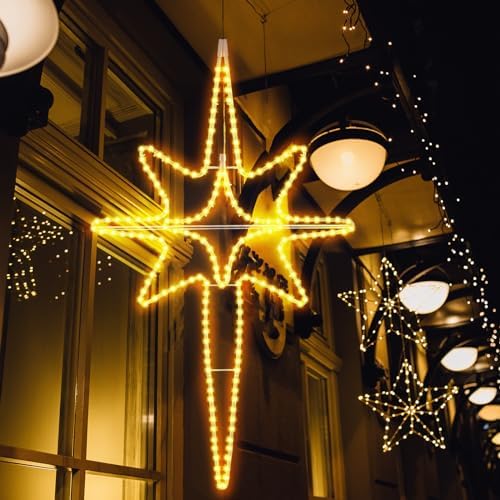 roceei 48" large led bethlehem star outdoor christmas showing dimensions