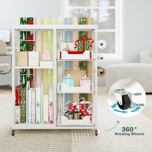 luckup rolling wrapping paper organizer cart – gift on a desk or shelf
