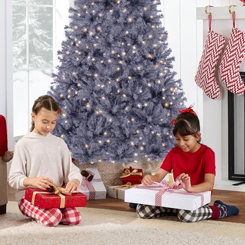 best choice products 4.5ft pre-lit charcoal gray christmas showing dimensions