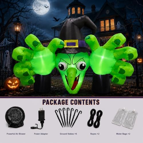 6ft giant halloween inflatables wicked witch with huge, package contents