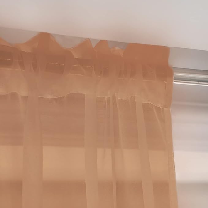Window Brown Sheer Curtains 60 Inches Width 63 Inches Long 2 Panels Sheer Curtain Clear Curtains Basic Rod Pocket Panel for Home Living Room Bedroom Kids Room Yard Patio Parlor Sliding