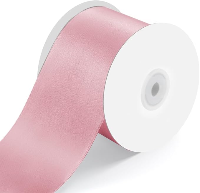3" Wide x 25 Yards Single Face Polyester Satin Ribbon, Satin Ribbon for Crafts, Gift, Hair Bows, Wedding Party Decoration, Bow Making & Other Projects (Pink)