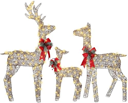 3d christmas rattan deer outdoor decorations with timer&, view 9