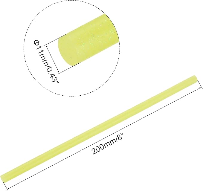uxcell 20pcs Hot Glue Sticks for Glue Gun 11mm/0.43-inch x 8-inch Mini Hot Melt Adhesive Glue Stick Glitter Yellow