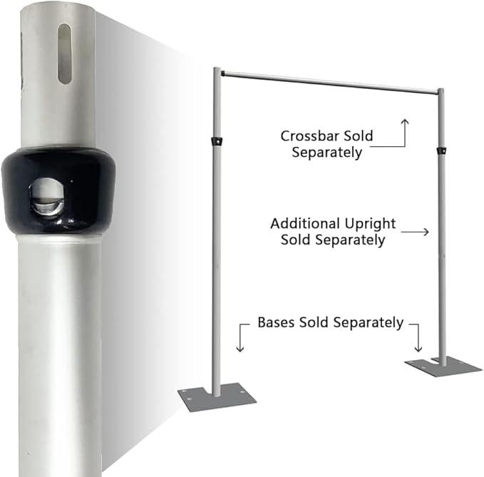 Portable Pipe and Drape Heavy Duty Backdrop Stand, ADJ Metal Frame and Heavy Metal Base for Wedding, Birthday Party, Photography Backdrop (1*ADJ UprightPole 4-7FT)