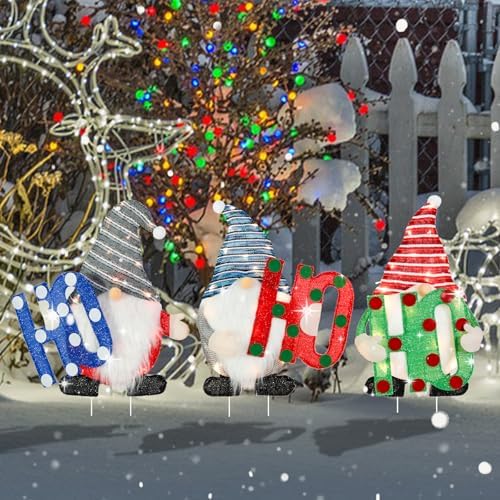 mumtop lighted christmas gnome yard stakes for outdoor, side view