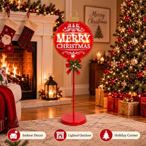 christmas signs with led lights,battery operated metal outdoor, package contents