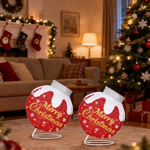outdoor christmas ball ornaments, pop up lighted ball on a desk or shelf