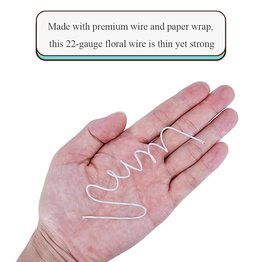 HAHIYO 20Gauge White Paper-Wrapped Metal Floral Wire 14 Inches(36cm), 70 Pack Flexible Paddle Wires Florist Wire Garden Wires for Craft Christmas Wreath Flower Arrangement Bouquet Wrapping Wedding DIY