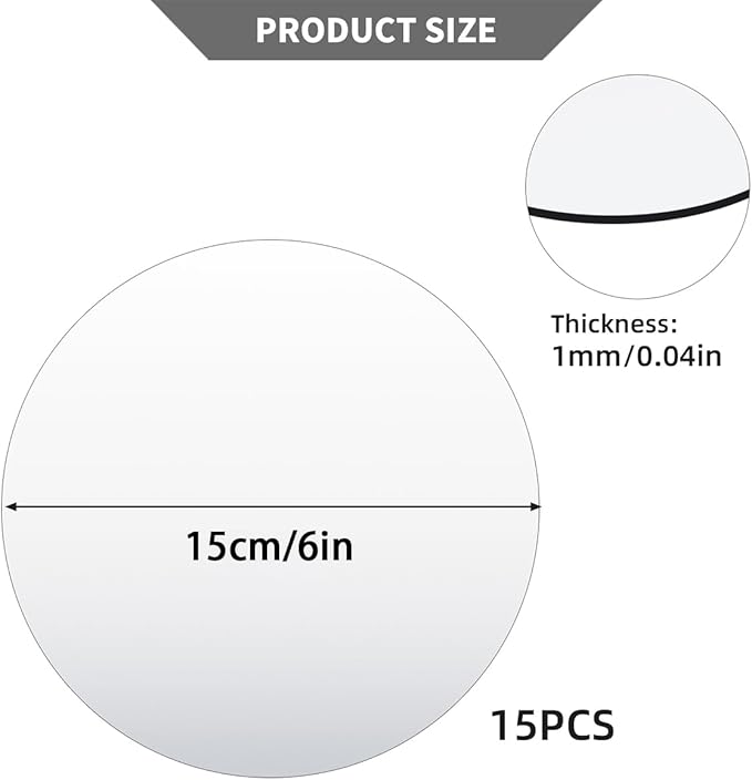 Round Mirror Centerpieces, Acrylic Circular Plates for Table Decoration, 15 Pack, Wedding Party Decor, Candle Tray (6inch)