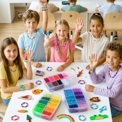 umikk 10000pcs pony beads, 30 colors plastic kandi shown in use