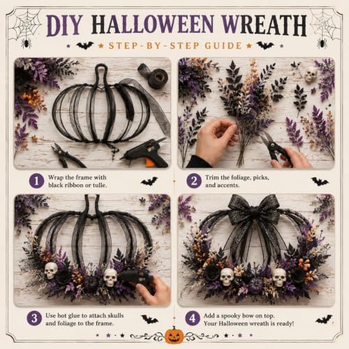 hotop 7 pcs pumpkin wreath frame metal wire, package contents