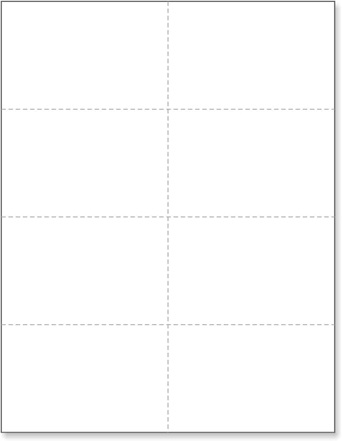 NextDayLabels - Blank Perforated Printable Cardstock, 8 Cards per Sheet, 125# tag - for laser and inkjet printer, 4-1/4" x 2-3/4" Each Card - 800 Cards - made in the USA