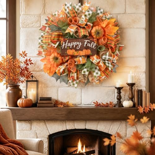 fall decor, fall wreaths for front door, 20", package contents