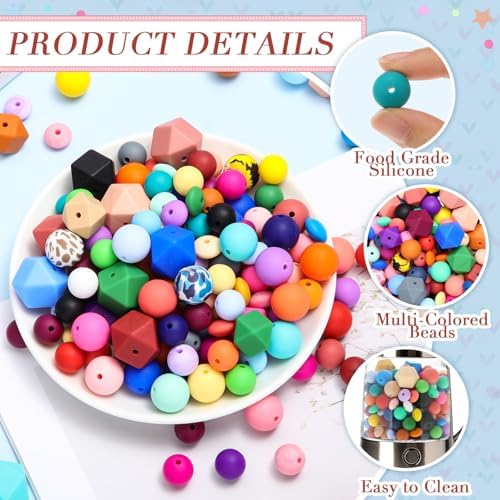 hotop 636 pcs silicone beads for keychain making, package contents