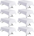 sancua 8 Pack White Tablecloth 60 x 120 Inch, Rectangle Table Cloth for 8 Feet Tables - Stain and Wrinkle Resistant Washable Polyester Table Cover for Dining Tables, Buffet Parties and Camping