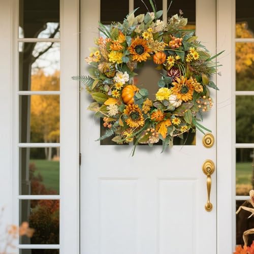 24 inch fall wreaths for front door outside showing dimensions