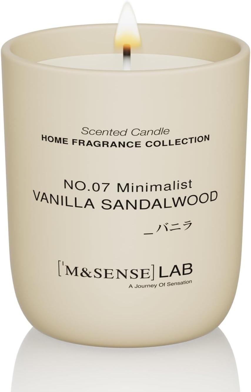 M&SENSE Natural Soy Candle| Vanilla Sandalwood | 5.3 oz | Mini Scented Candles for Relaxation,Meditation, Home Décor | for Bedroom, Office, Party Small