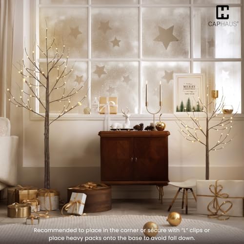fencer wire set of 3 brown birch trees, side view