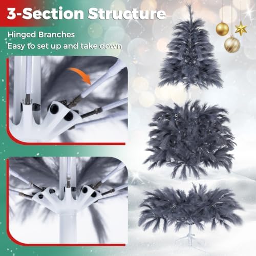 happygrill 6 ft pre-lit christmas tree w/ 430 showing dimensions