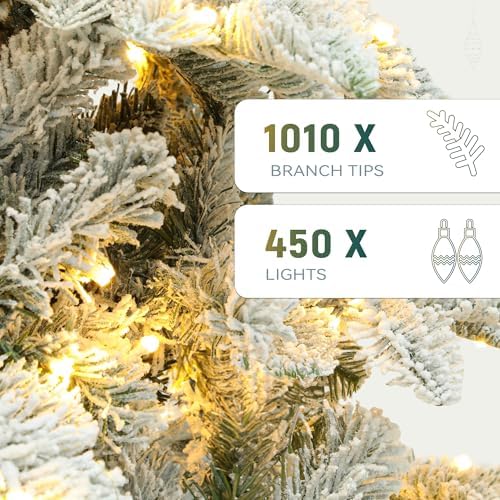 yitahome 7.5ft prelit natural layered flocked christmas tree shown in use