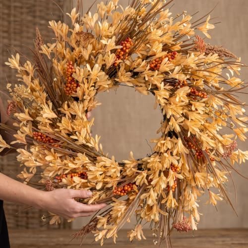 26" large fall wreath for front door, autumn shown in use