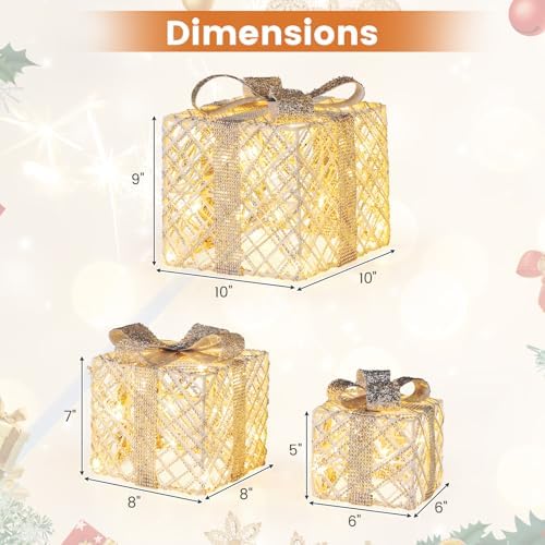 tangkula set of 3 lighted box, pre-lit festive, package contents
