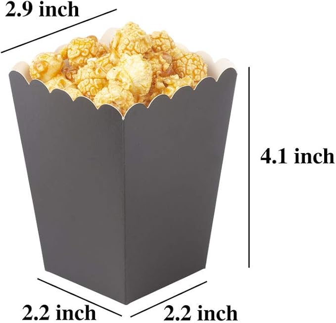 YESON Black Popcorn Boxes Mini Paper Popcorn Box for Party,Pack of 36