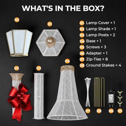 60-inch outdoor christmas decorations outdoor lighted lamp post, front angle view