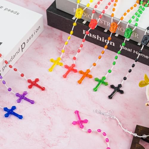 zyflsq bulk plastic rosary beads catholic 100 pack, side view