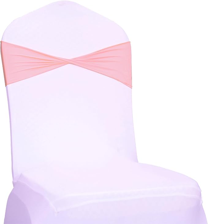 VDS Pack of 25 PCS | Dusty Rose | Spandex Chair Sashes Bows Without Buckle | Stretch Elastic Banquet Universal Folding Chair Band Tie with for Wedding Party Conference Celebration Event Decoration