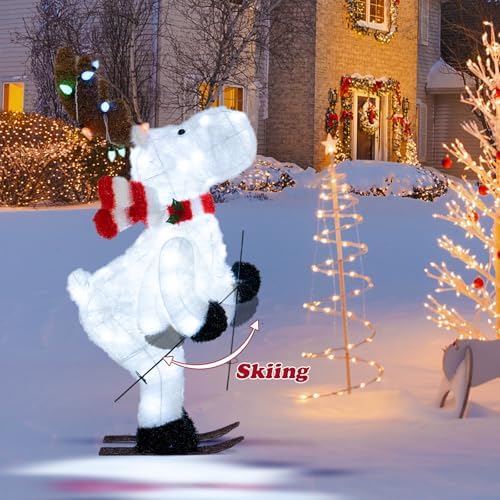 tangkula 44” christmas lighted animated skiing reindeer decorations shown in use
